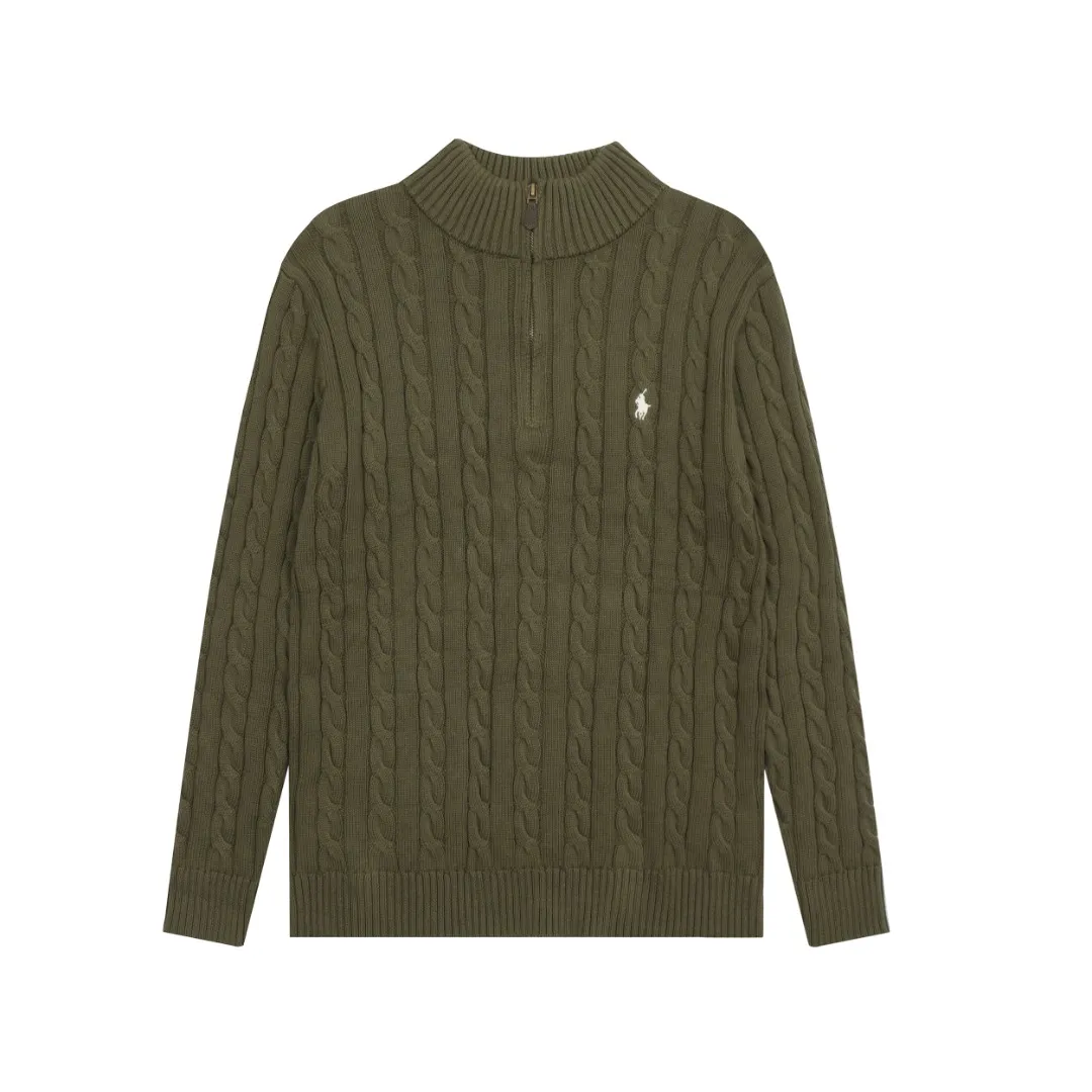 P250 Top quality" Style number: DS014# (not off the shelves all year round) [Ralph Lauren half-zip solid color pony embroidery logo twist knitted sweater] ✅Ralph Lauren half-zip classic basic versatile unisex couple pullover sweater ✅Main supplier platform live broadcast Wholesale entity Replenish when out of stock Not off the shelf ✅ZP quality 1:1 version Scan the code to enter the GF website Counter quality ✅Detailed quality The only one in Guangzhou Imported quality cotton yarn, focusing on high-end, cost-effective, good quality needless to say ✅The version is restored to the original order, the maximum size can be worn up to 200 pounds, loose, comfortable and stress-free ✅The upper body is simple and easy to match, ootd must-have style, good-looking clothes are never picky, a must-have wardrobe recommendation Size: S-XL Color: Navy blue milk white black pure white gray khaki light blue yellow pink olive green red blue label red gold label